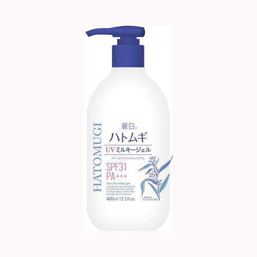熊野油脂 麗白　ハトムギ　ＵＶミルキージェル　ＳＰＦ３１　ＰＡ＋＋＋　ポンプタイプ　大容量　４００ＭＬ 化粧品 ボディケア