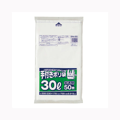 ジャパックス 手付きポリ袋３０Ｌ白半透明　ＯＮ０３ ゴミ袋・ポリ袋 ぺール用