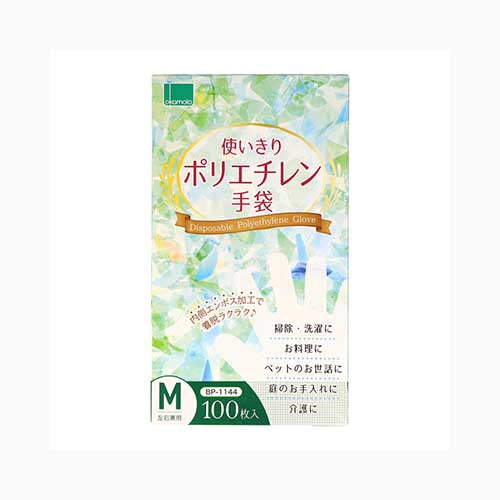 オカモト 使いきりポリエチレン手袋100枚入 M 手袋 使い捨て手袋