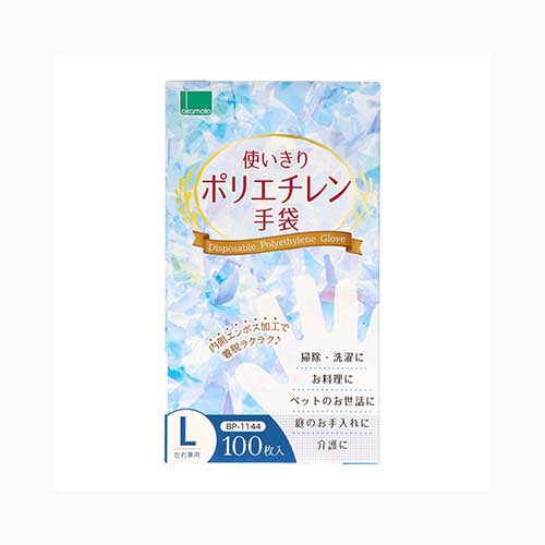 オカモト 使いきりポリエチレン手袋100枚入 L 手袋 　 使い捨て手袋