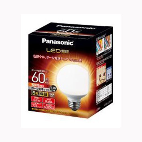 パナソニックコンシューマーマーケティングＶＥ社 ＬＥＤ電球　ボール電球タイプ　ＬＤＧ６ＬＧ７０Ｗ　 軽電化 電球