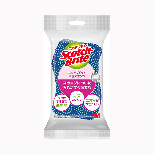 スリーエムジャパン スコッチ・ブライト スクラブドット清潔スポンジ（ブルー）  台所消耗品 たわし・ふきん メール便対応