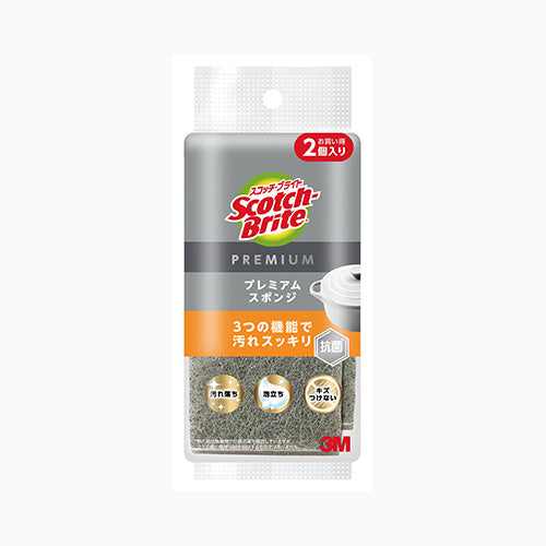 スリーエムジャパン スコッチブライト　プレミアムスポンジ２個入 台所消耗品 たわし・ふきん