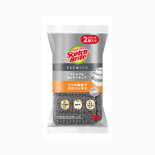 スリーエムジャパン スコッチブライト　プレミアムネットスポンジ２個入 台所消耗品 たわし・ふきん