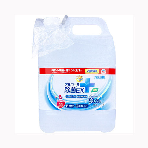 アース製薬 らくハピ　アルコール除菌ＥＸつめかえ　５Ｌ 住居洗剤 キッチン 除菌スプレー 医療品・衛生用品 除菌剤 