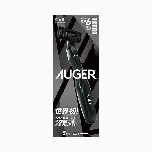 貝印 ＡＵＧＥＲ　コンボパック　ホルダー＋替刃６個付 カミソリ 男性用