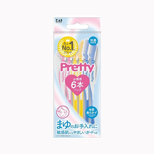 貝印 プリティー アイブロー敏感肌用 6本入 GA0085FMLV－6P  カミソリ 女性用  メール便対応