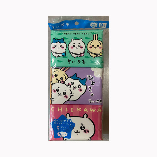 河野製紙 ちいかわ水に流せるポケットティシュ９個パック 家庭紙  ティッシュ 　