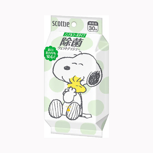 日本製紙クレシア スコッティ　ウェットティシュー　除菌　ノンアルコールタイプ　スヌーピー　３０枚 家庭紙 ウェットティッシュ