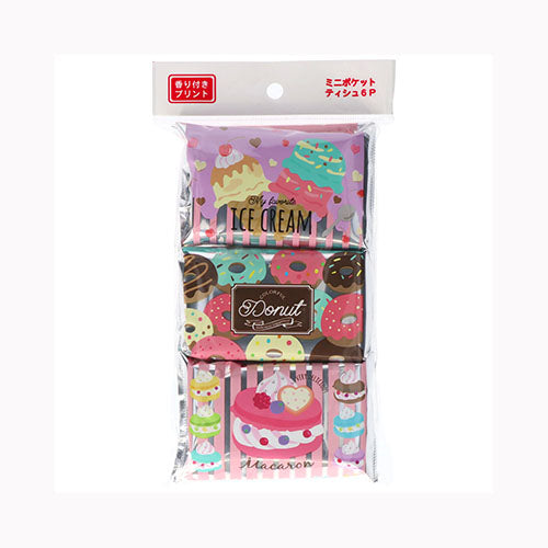 ダイレイ スイーツパッケージ ポケットティッシュ 6個パック　 家庭紙  ティッシュ 　　メール便対応