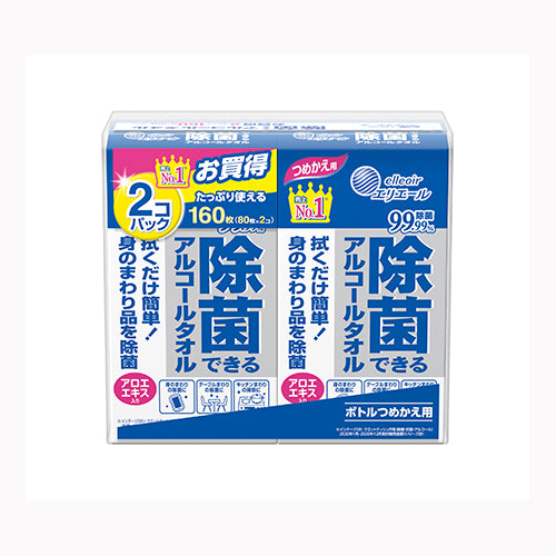 大王製紙 除菌アルコールタオル詰替８０×２個 家庭紙  ウェットティッシュ
