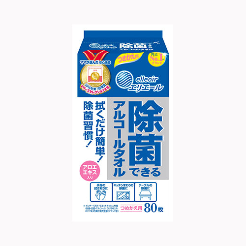 大王製紙 エリエール除菌アルコールタオル詰替８０枚　 家庭紙 ウェットティッシュ 除菌ウェットシート 除菌剤  日用品 ペーパー類医療品・衛生用品 ウェットティッシュ