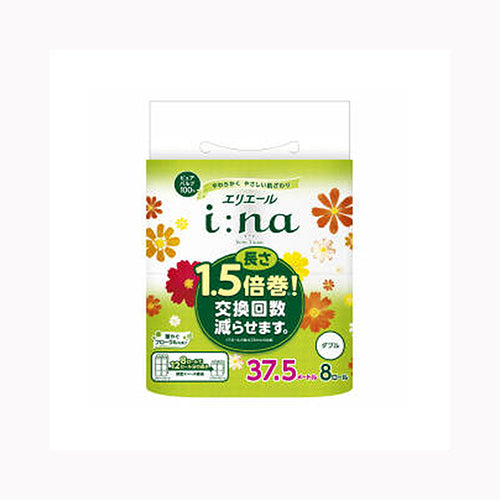 大王製紙 エリエールｉ：ｎａ（イーナ）トイレットティシュー１．５倍巻８Ｒ（ダブル） 家庭紙 トイレットペーパー