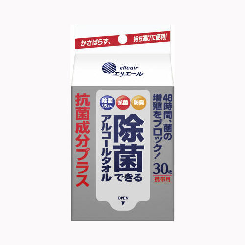 大王製紙 エリエール除菌できるアルコールタオル抗菌成分プラス携帯用３０枚 家庭紙 ウェットティッシュ
