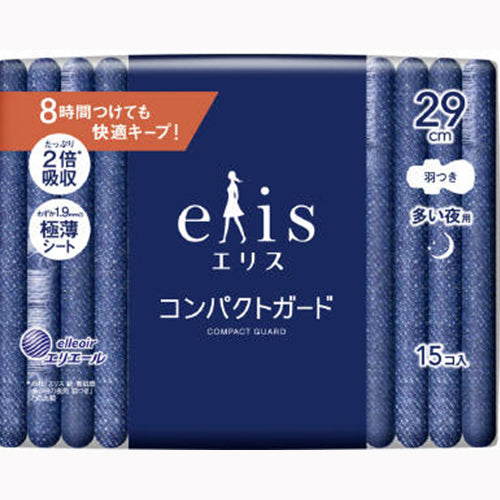 大王製紙 エリスコンパクトガード（多い夜用）２９０羽つき１５枚 フェミニンケア 生理用品 夜用 サニタリー