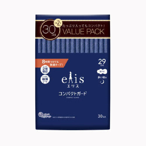 大王製紙 エリスコンパクトガード（多い夜用）２９０羽つき３０枚 フェミニンケア 生理用品