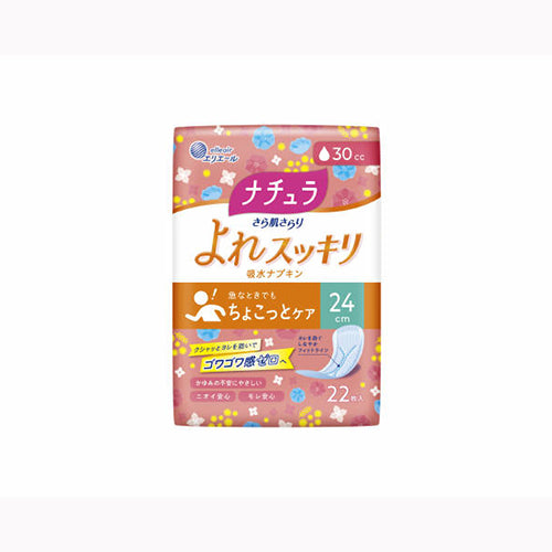 大王製紙 ナチュラさら肌さらりよれスッキリ吸水ナプキン２４ｃｍロング３０ｃｃ２２枚 フェミニンケア 軽度失禁