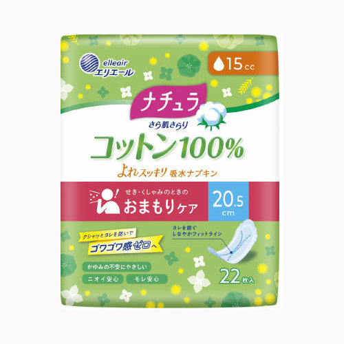 大王製紙 ナチュラさら肌さらりコットン１００％よれスッキリ吸水ナプキン２０．５ｃｍ１５ｃｃ２２枚 フェミニンケア 軽度失禁