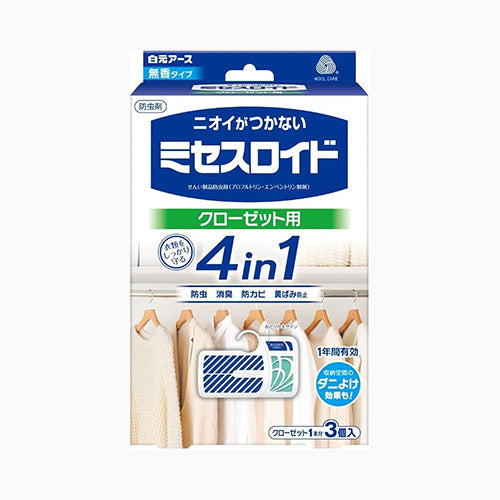 白元アース ミセスロイド　クローゼット用３個入　１年防虫 防虫剤 衣類用