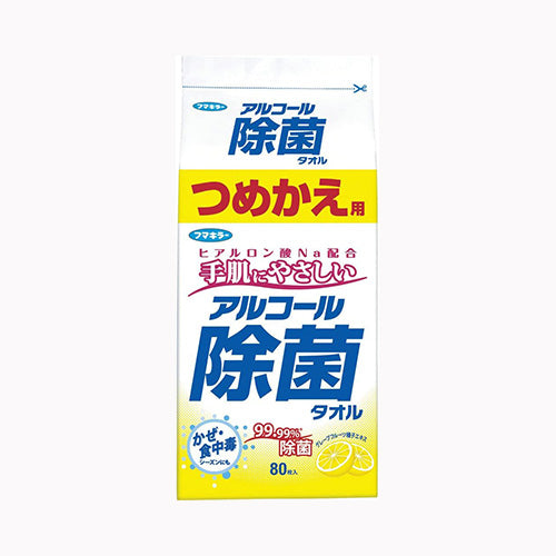 フマキラー アルコール除菌タオルつめかえ用８０枚　 家庭紙 ウェットティッシュ 除菌ウェットシート 除菌剤  医療品・衛生用品 日用品ペーパー類 ウェットティッシュ