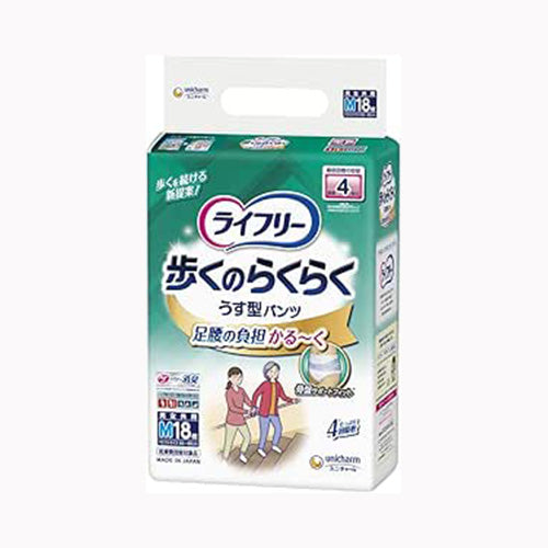 ユニ・チャーム ライフリー歩くのらくらくうす型パンツ４回Ｍ１８枚 介護用品 大人用オムツ
