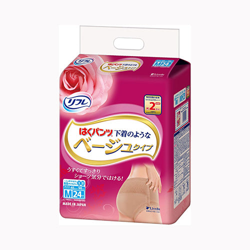 リブドゥコーポレーション リフレ　はくパンツ下着のようなベージュタイプＭ２４枚 介護用品 大人用オムツ  パンツタイプ 介護  大人用おむつ