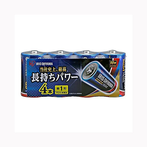 アイリスフーズ アルカリ乾電池　ＢＩＧＣＡＰＡ　ＰＲＩＭＥ　単１形　４本パック　ＬＲ２０ＢＰ／４Ｐ 軽電化  乾電池