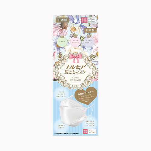 カミ商事 エルモア　肌ともマスク　Ｆｌｏｗｅｒ　ホワイト　２４枚 衛生用品 マスク