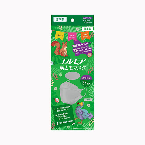 カミ商事 エルモア　肌ともマスク　Ｖｉｖｉｄ　Ａｎｉｍａｌ　グレー　２４枚 衛生用品 マスク