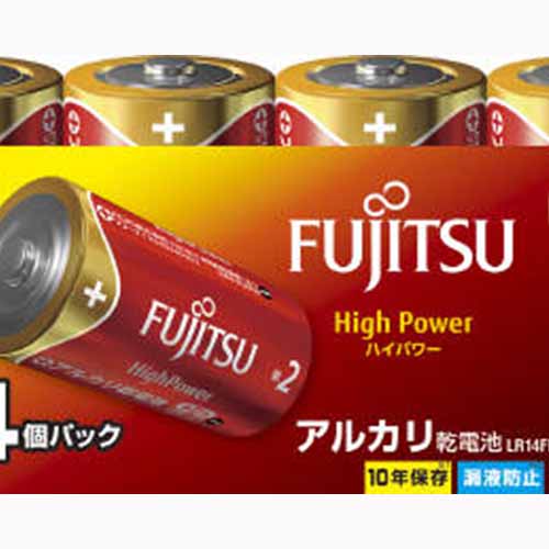 ＦＤＫ 富士通ハイパワー単２　４個ＬＲ１４ＦＨ（４Ｓ）  軽電化 乾電池 メール便対応