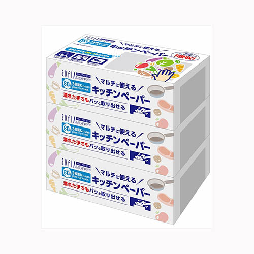 マスコー製紙 キッチンペーパー８０組３個パック 家庭紙  キッチンタオル