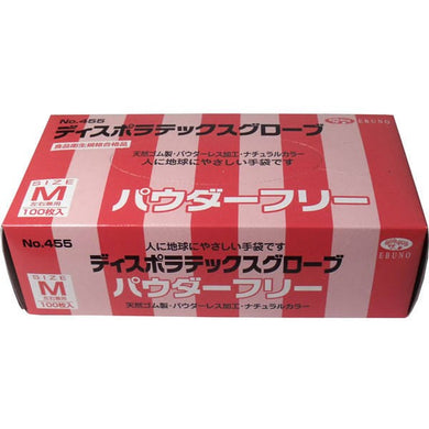 【送料無料】エブノ ディスポ　ラテックスグローブ(天然ゴム手袋)　パウダーフリー　Mサイズ　100枚入JANCODE4520951004101