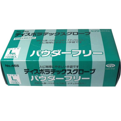 【送料無料】エブノ ディスポ　ラテックスグローブ(天然ゴム手袋)　パウダーフリー　Lサイズ　100枚入JANCODE4520951004118