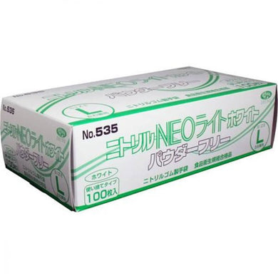 【送料無料】エブノ ニトリル手袋 NEOライト パウダーフリー ホワイト Lサイズ 100枚入JANCODE4520951007775