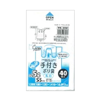 【メール便送料無料】PR26W　手付ポリ袋SS約5L乳白40枚JANCODE4521684232564