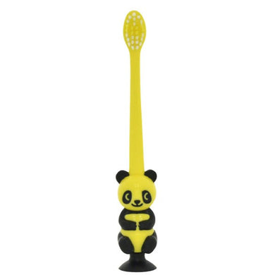 【メール便送料無料】ユーカンパニー ピタット パンダ歯ブラシ 吸盤&キャップ付 ブラックイエロー 1本入JANCODE4525154149635