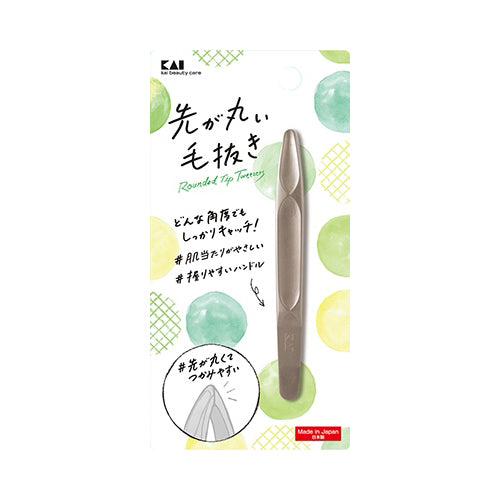 【メール便送料無料】KQ3211先が丸い毛抜き（シルバー）JANCODE4901601300703