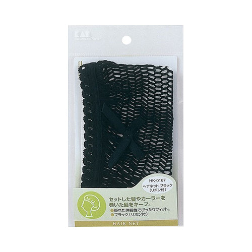 【メール便送料無料】HK0167ヘアネットブラックリボン付きJANCODE4901601973600