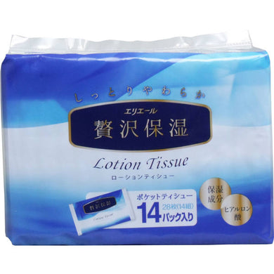 【送料無料】大王製紙 エリエール ローションティシュー 贅沢保湿 ポケット 28枚(14組)×14個パックJANCODE4902011714432