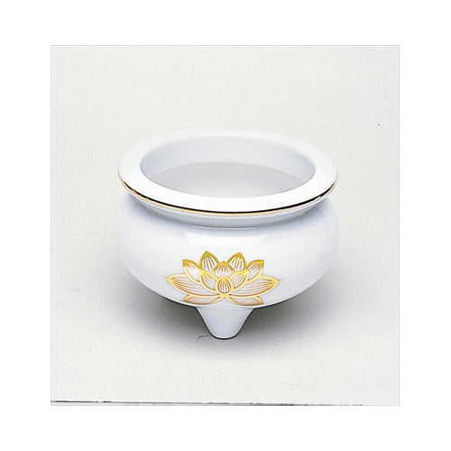 【送料無料】白上金ハス香炉　35寸JANCODE4902741200052