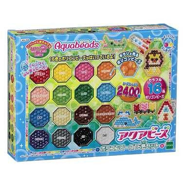 【送料無料】AQ-259 アクアビーズ　ポリゴンビーズ16色セットJANCODE4905040308108