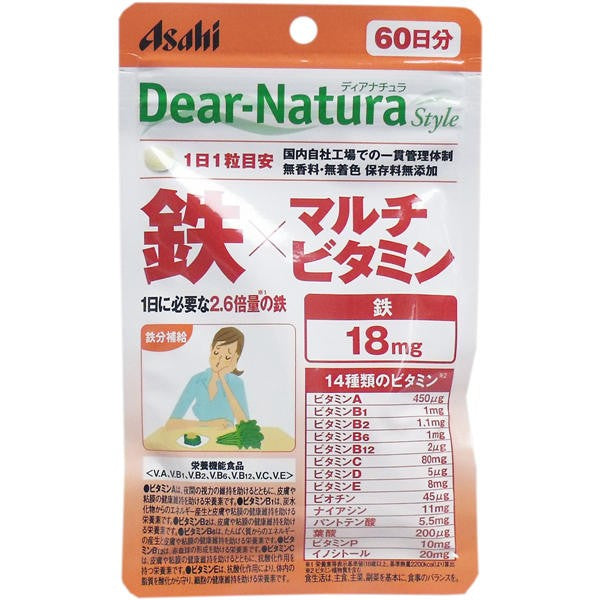 【メール便送料無料】アサヒグループ食品 ディアナチュラ スタイル 鉄×マルチビタミン 60日分 60粒入JANCODE4946842636938