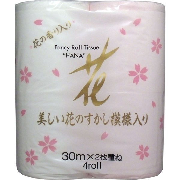 【送料無料】ハヤシ商事 花ゴールド　トイレットペーパー　30m2枚重ねX4ロール入JANCODE4977033310061