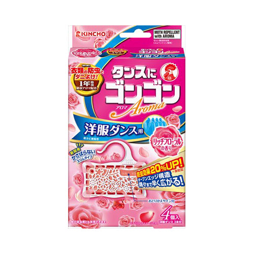 【送料無料】大日本除虫菊 タンスにゴンゴン 洋服ダンス用 リッチフローラルの香り 1年防虫 4個入JANCODE4987115842182