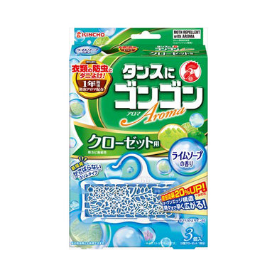 【送料無料】大日本除虫菊 タンスにゴンゴン クローゼット用 ライムソープの香り 1年防虫 3個入JANCODE4987115842595